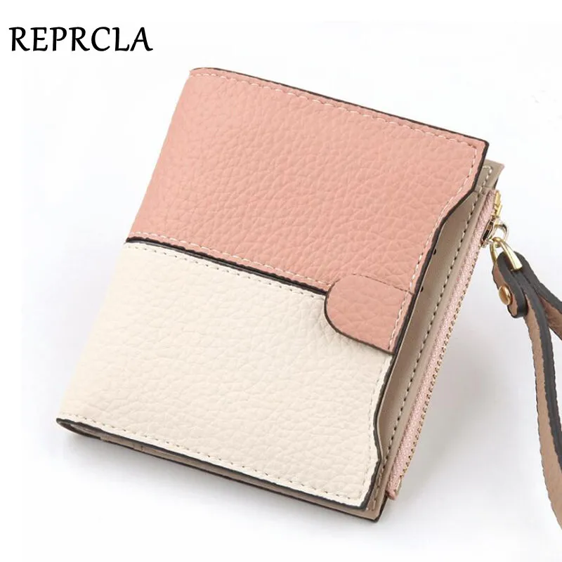 

REPRCLA Wristband Wallet Litchi Leather Card Holder Zipper Coin Purse Fashion Patchwork Women Wallets Female Clutch Handbag