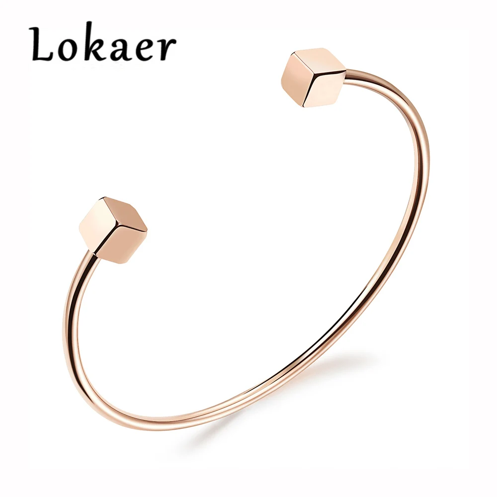 Lokaer Classic Double Cube Shaped Women Cuff Bangles Simple Rose Gold Color Party Jewelry Fashion Stainless Steel Bracelets
Lokaer Classic Double Cube Shaped Women Cuff Bangles Simple Rose Gold Color Party Jewelry Fashion Stainless Steel Bracelets