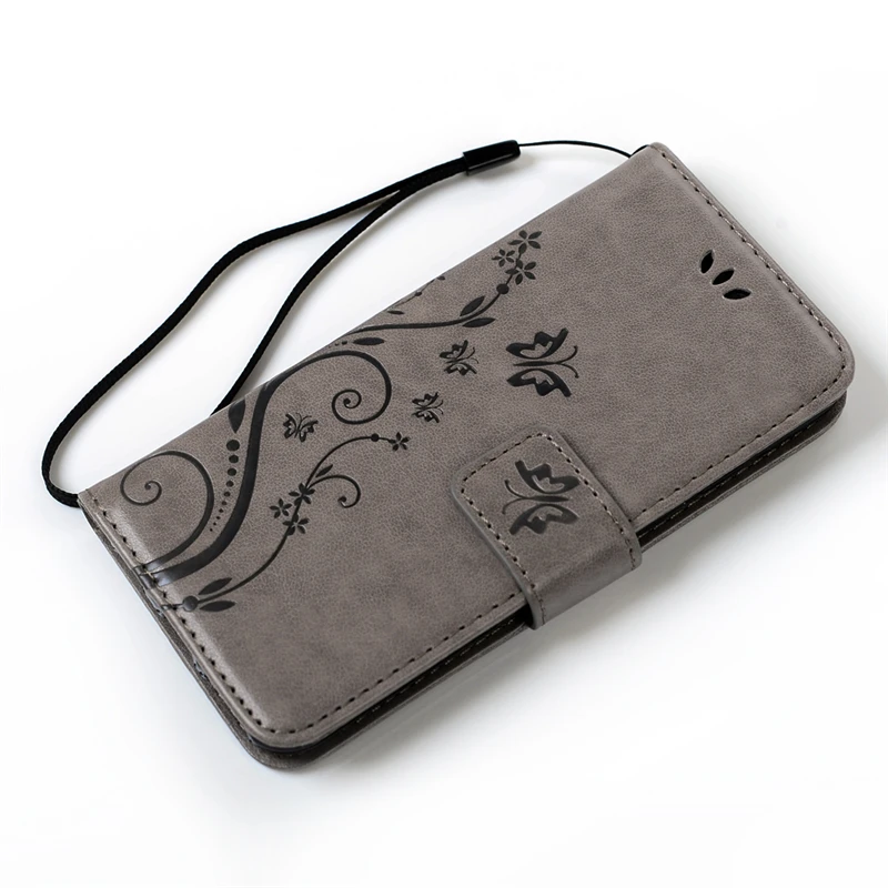 PU Leather Flip Case for iPhone 6/6S w/ Flower Design & Card Slots