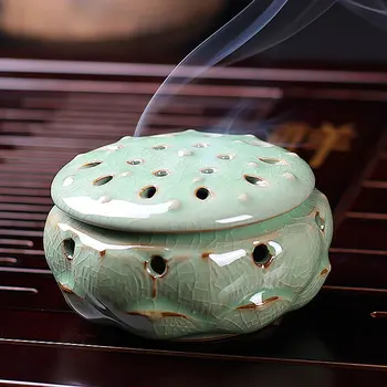 

Longquan celadon, ceramic Buddha, crafts, Lotus style, incense burner, incense coil, sandalwood, censer, onsale!