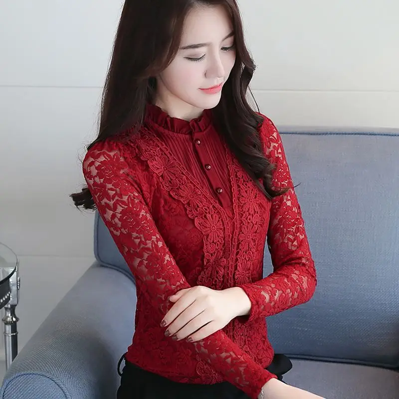 New 2019 High Quality Women Fashion Lace Blouse Shirts Autumn and Winter Regular / Thick Velvet Warm Bottoming Shirt Blusas
New 2019 High Quality Women Fashion Lace Blouse Shirts Autumn and Winter Regular / Thick Velvet Warm Bottoming Shirt Blusas