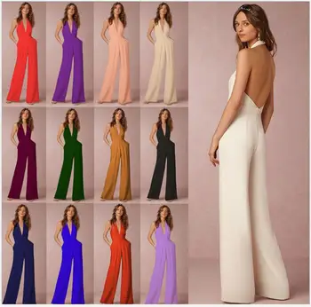 Strap Backless Long Jumpsuits Women Solid Back Bow Flare Leg Playsuit 2018 Summer Beach Loose Jumpsuit
Strap Backless Long Jumpsuits Women Solid Back Bow Flare Leg Playsuit 2018 Summer Beach Loose Jumpsuit