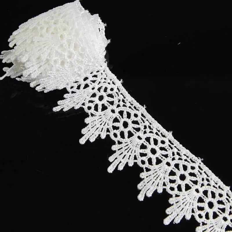 

2 Yards New White Lace Trim Embroidery Applique Polyester Trimming Sewing Crafts Hot Sale