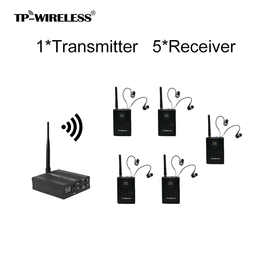 

TP-Wireless 2.4GHz Digital Wireless Stage Monitor System Professional Transmission HDCD Audio Effective 1Transmitter 5Receivers