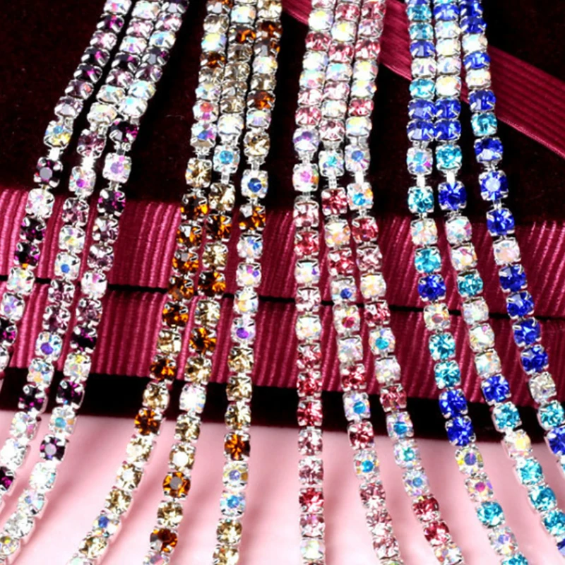 Prajna Claw Diamond Chain Apparel Fine Mixed Color AB Rhinestone Claw Chain Silver Encryption Rhinestone Chain Diy Silver Base B
Prajna Claw Diamond Chain Apparel Fine Mixed Color AB Rhinestone Claw Chain Silver Encryption Rhinestone Chain Diy Silver Base B