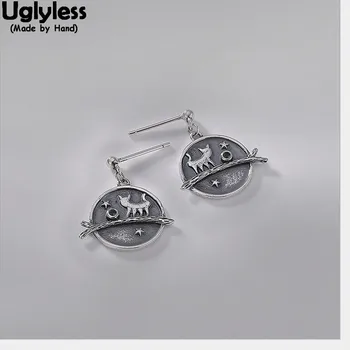 Uglyless Lovely Thai Silver Handmade Cat Earrings for Women 100% Real Solid 925 Sterling Silver Round Earrings Star Fine Jewelry
Uglyless Lovely Thai Silver Handmade Cat Earrings for Women 100% Real Solid 925 Sterling Silver Round Earrings Star Fine Jewelry