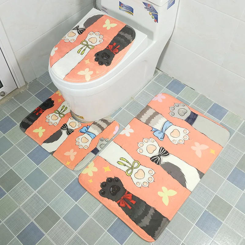 3pcs/set Cartoon Cat Animal Pattern Toilet Seat Cover Set Absorbent Non-Slip Bathroom Rug Bath Mat Set
3pcs/set Cartoon Cat Animal Pattern Toilet Seat Cover Set Absorbent Non-Slip Bathroom Rug Bath Mat Set