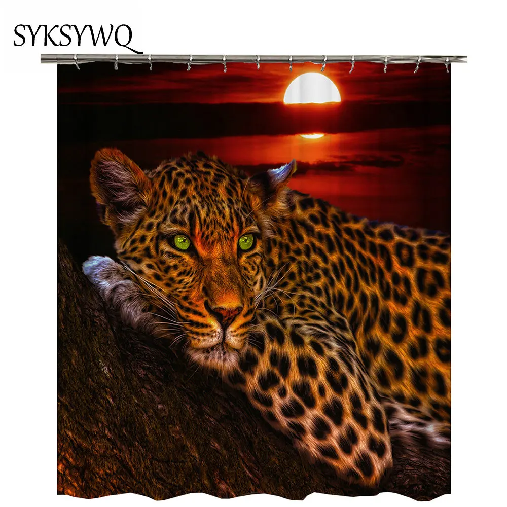 Leopard Shower Curtain Fabric Sunrise Cortina De Bano 3D Spot Bathroom Curtain Polyester Animal Bath Curtain Shower Waterproof 
Leopard Shower Curtain Fabric Sunrise Cortina De Bano 3D Spot Bathroom Curtain Polyester Animal Bath Curtain Shower Waterproof