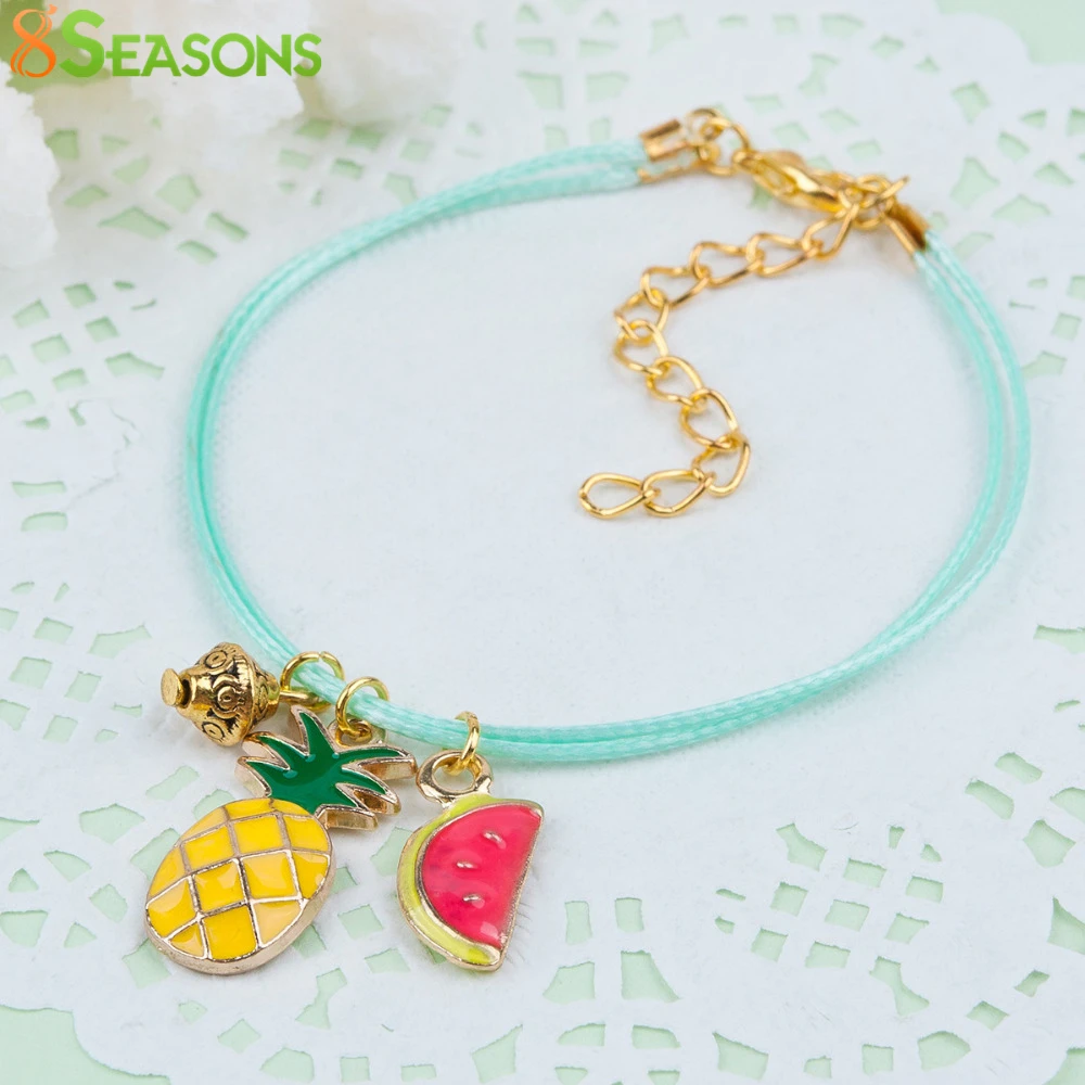 8SEASONS Woman Bracelets Mint Green Wax Cord Gold color Multicolor Flying Saucer Pineapple Fruit Enamel Charms 17.5cm, 1 PC
8SEASONS Woman Bracelets Mint Green Wax Cord Gold color Multicolor Flying Saucer Pineapple Fruit Enamel Charms 17.5cm, 1 PC