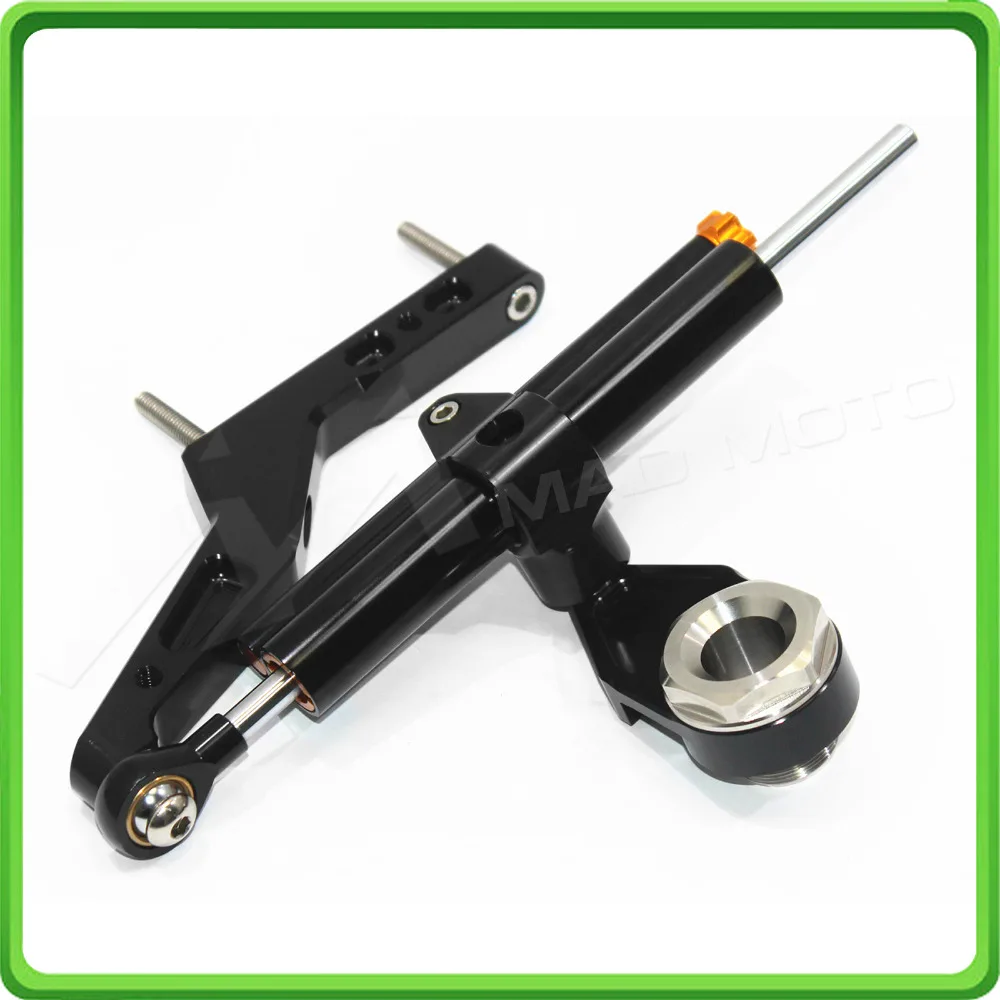 For Kawasaki Ninja ZX-6R ZX6R 636cc 2013 2014 2015 2016 2017 Steering Damper Stabilizer & Bracket Mount Kit Black color (1)