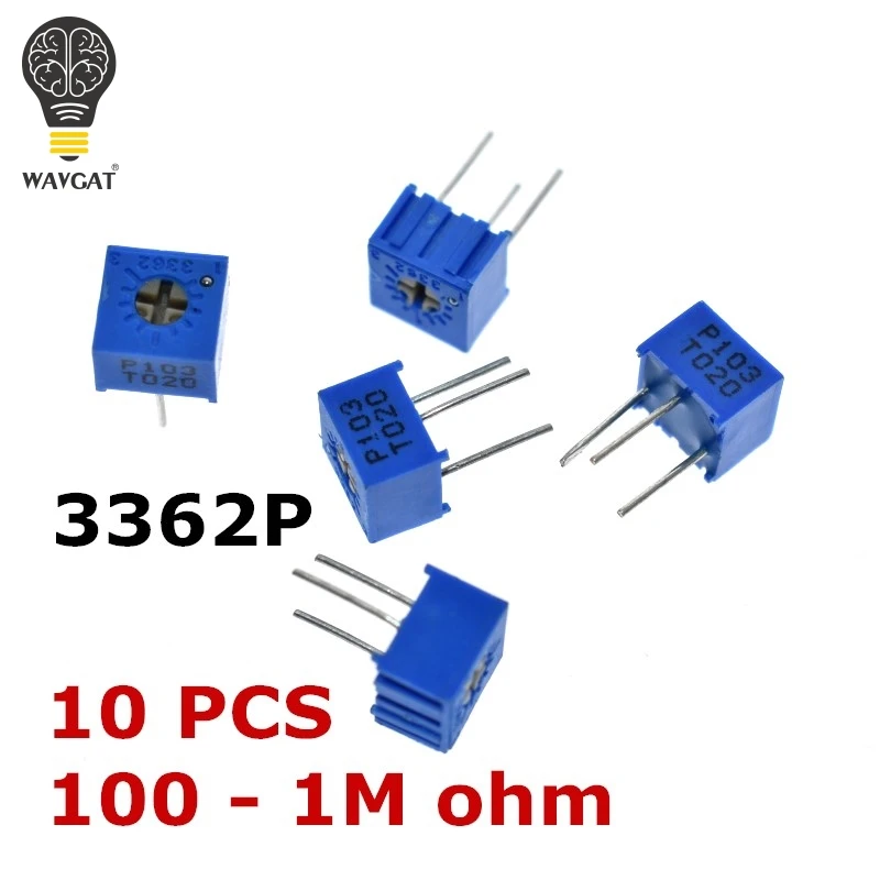 50pcs//Set 3362P Multiturn Trimmer Potentiometer Kit High Precision 3362 Variable Resistor 1K 10K 100K 1M 2K 20K 200K 500R 5K 50K