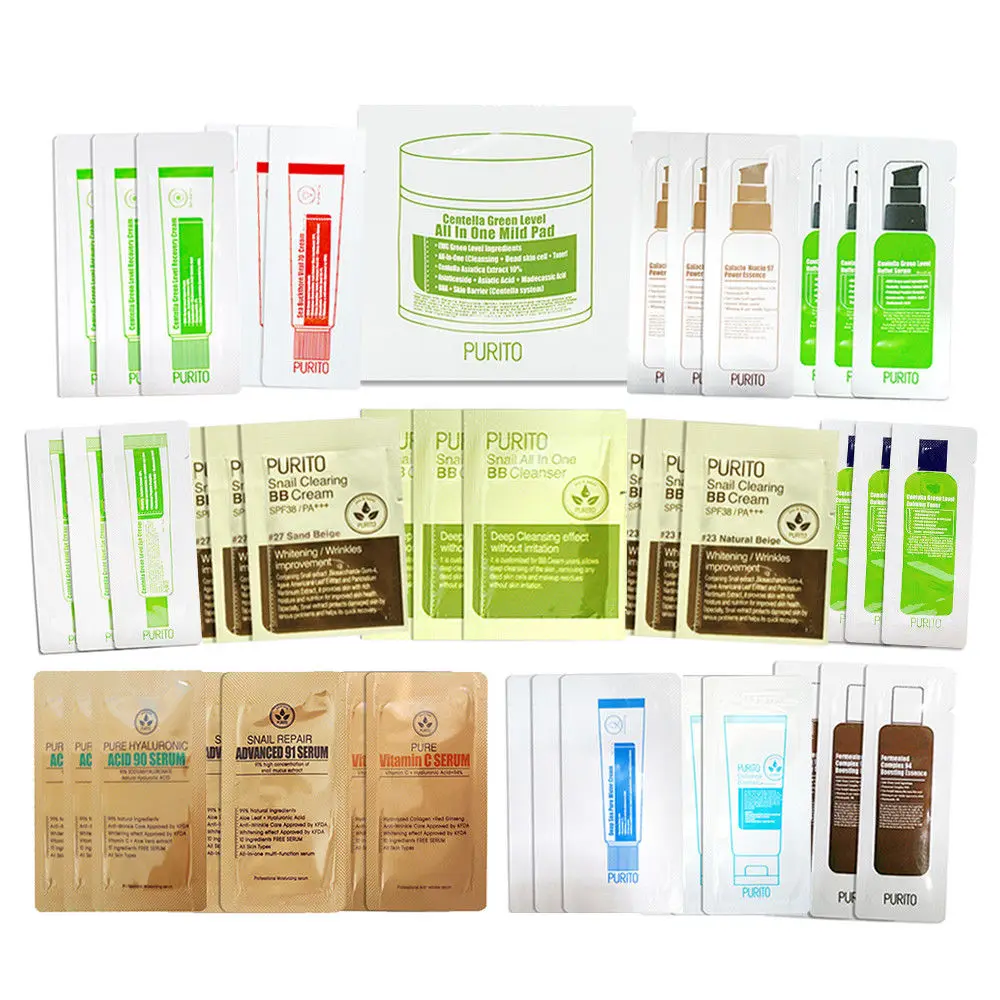Korea Cosmetic PURITO Sample Kit ( Random Delivery ) 40pcs Face Serum Cream Moisturizing Essence Facial Skin Care Acne Treatment
Korea Cosmetic PURITO Sample Kit ( Random Delivery ) 40pcs Face Serum Cream Moisturizing Essence Facial Skin Care Acne Treatment