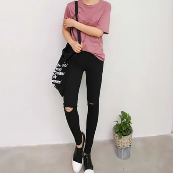women pants 2019 new Korean thin hole personality slim pencil pants Mid Waist Skinny solid black Pencil Pants for Women
women pants 2019 new Korean thin hole personality slim pencil pants Mid Waist Skinny solid black Pencil Pants for Women