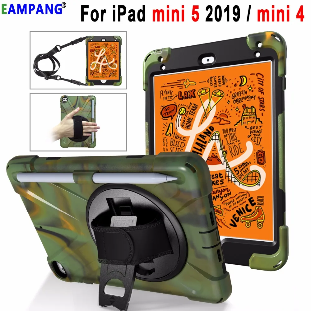 Shoulder Hand Strap Case for Apple iPad mini 4 5 2019 7.9 mini4 mini5 A1538 A2125 A212 Cover Coque Funda Pencil Holder | Компьютеры и
