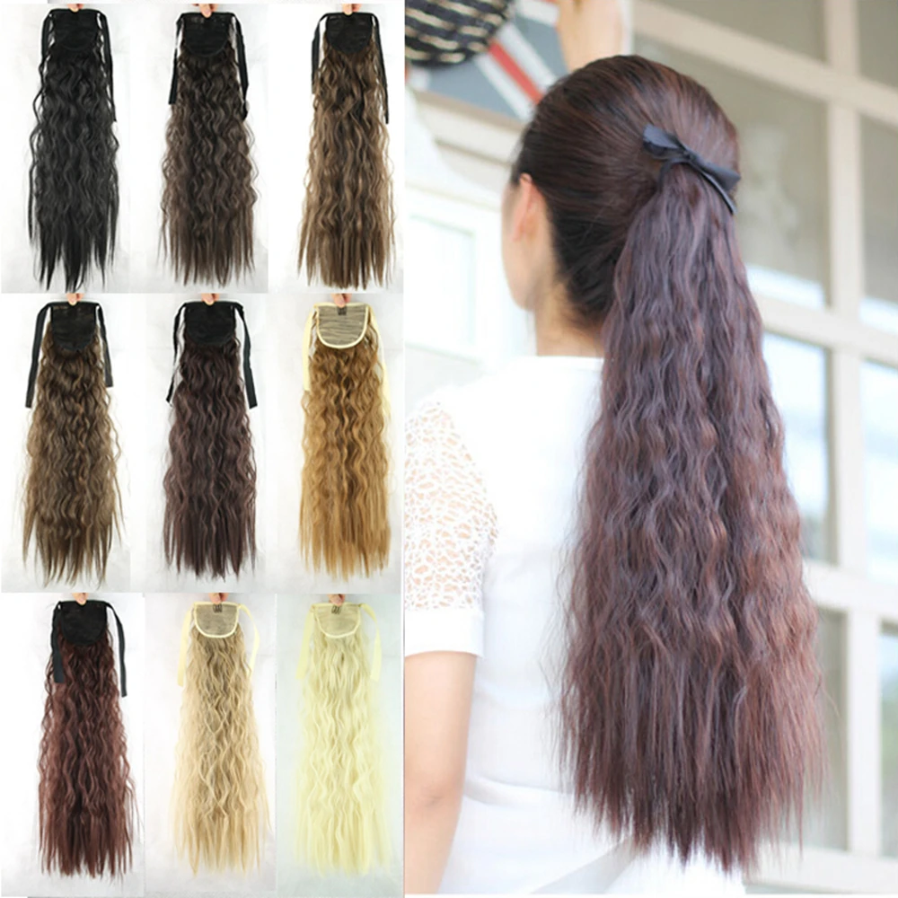

Soowee 22inch Kinky Curly Hair Clip In Pony Tail Drawstring Ponytail Synthetic Hair Extension Horse Hair on Hairpins