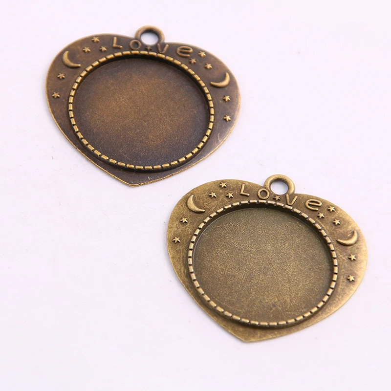 2pcs 25mm Inner Size Antique Bronze Love Cameo Cabochon Base Setting Charms Pendant | Украшения и аксессуары