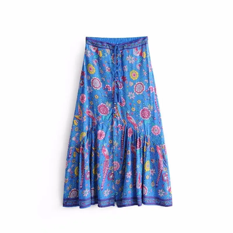 Women Vintage position peacock flower printing bohemian style beach Skirt lady fashion elastic waist tassel long Skirt QUN047
Women Vintage position peacock flower printing bohemian style beach Skirt lady fashion elastic waist tassel long Skirt QUN047