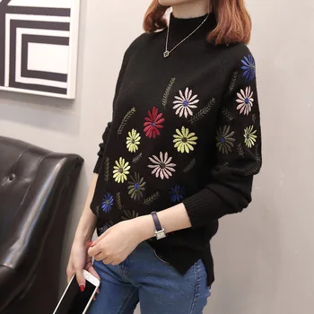 Winter Turtleneck Sweater Women 2019 Flower Embroidery Knitted Sweater And Pullovers Long Sleeve Sweater Women Pull Femme
Winter Turtleneck Sweater Women 2019 Flower Embroidery Knitted Sweater And Pullovers Long Sleeve Sweater Women Pull Femme