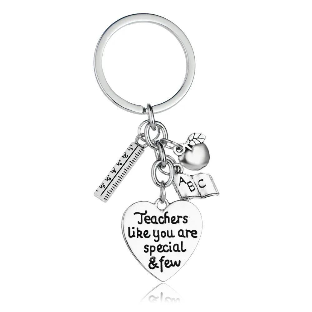 12 Pc/Lot Teachers Like You Are Special & Few Charm Key Ring Apple Ruler Heart Keychain Teacher's Day Gift Car Fob |
