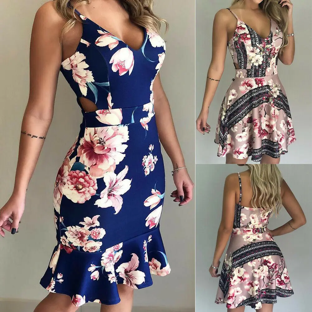 Women's Boho Floral Summer Dress Party Evening Beach Sleeveless Sexy V neck Short Mini Dress Sundress
Women's Boho Floral Summer Dress Party Evening Beach Sleeveless Sexy V neck Short Mini Dress Sundress