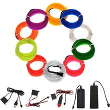 3 V/5 V/12 V Neon Işık 6mm Dikiş Kenar EL Tel Led Dans Parti Dekor araba Işıkları Neon LED lamba Esnek 2.3MM halat boru LED Şerit(China)