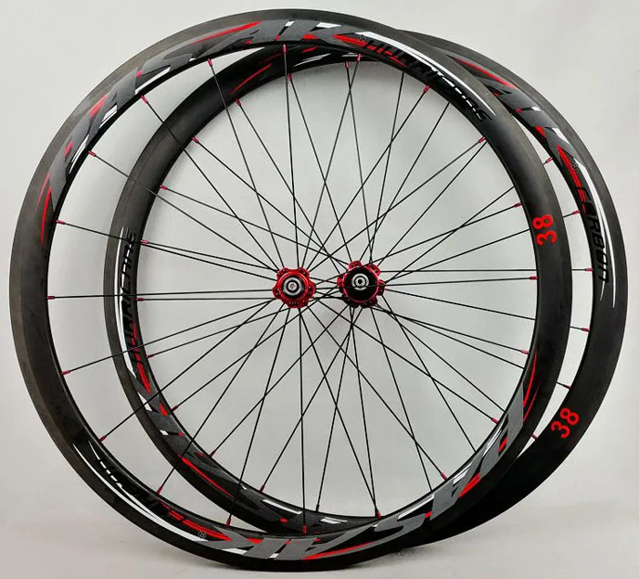 Sale 700C Wheelset Carbon Wheels Road Bike Tubeless Wheel V/C Brake Profile 38-40-50-55mm Depth Clincher Carbon Rim Direct-pull 5