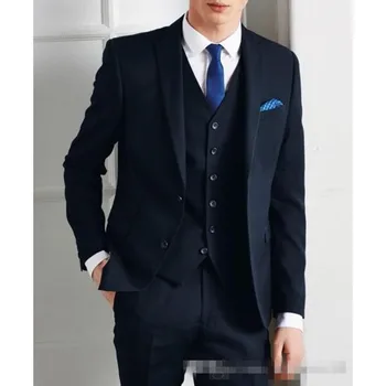 Navy Blue Men Wedding Suits Peaked Lapel Grooms Tuxedos Three Pieces Prom Mens Suits Slim Fit Two Button Groomsmen Suit
Navy Blue Men Wedding Suits Peaked Lapel Grooms Tuxedos Three Pieces Prom Mens Suits Slim Fit Two Button Groomsmen Suit