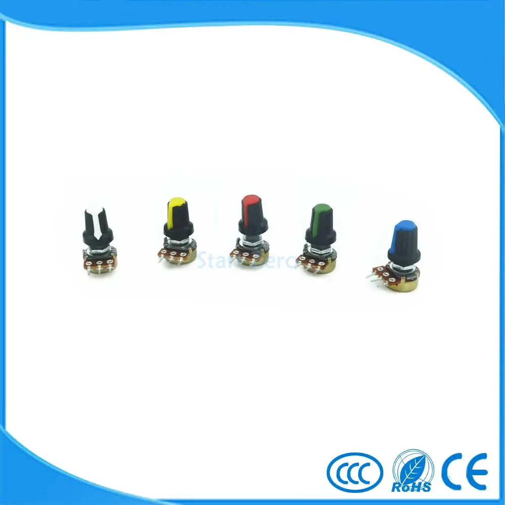 5pcs 1K~1M OHM 3 Terminal Single Linear Taper Rotary Volume B Type Potentiometer Pot W Knob
5pcs 1K~1M OHM 3 Terminal Single Linear Taper Rotary Volume B Type Potentiometer Pot W Knob