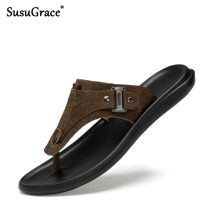 SusuGrace Men's full grain cow leather flip flops Genuine leather fashion slippers retro summer sandals composite men's shoes
SusuGrace Men's full grain cow leather flip flops Genuine leather fashion slippers retro summer sandals composite men's shoes