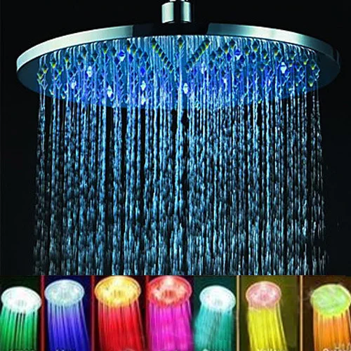 2014 New Arrival 8" inch RGB LED Stainless Steel Rainfall Shower Head Bath Faucets Set Bathroom Accessories | Обустройство дома