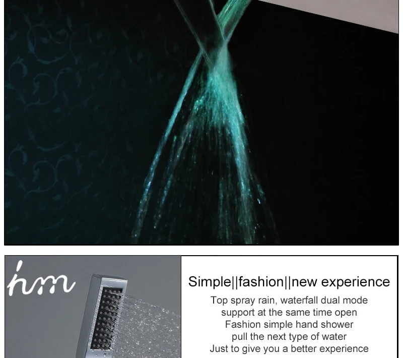 Waterfall LED Shower Faucet Set Contemporary Bathroom Rain Shower Head Side Spray Large Water Flow Bath Valve (8)