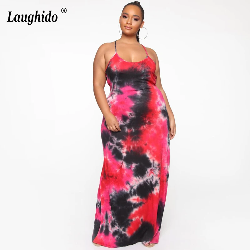 Laughido Plus Size Tie Dyeing Skinny Maxi Dress Spaghetti Strap Vintage Vestidos Dress Women Party Beach Summer Backless Robe
Laughido Plus Size Tie Dyeing Skinny Maxi Dress Spaghetti Strap Vintage Vestidos Dress Women Party Beach Summer Backless Robe