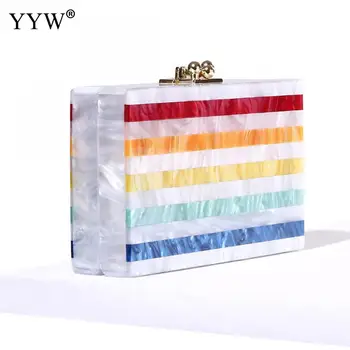 Acrylic Rainbow Women Elegant Evening Party Shoulder Bag Striped Clutch Bags For Ladies 2018 Fashion Carteras Y Bolsos De Mujer
Acrylic Rainbow Women Elegant Evening Party Shoulder Bag Striped Clutch Bags For Ladies 2018 Fashion Carteras Y Bolsos De Mujer