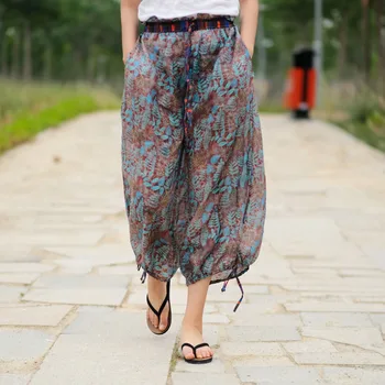 Summer Ramie Loose Printing Pants Elastic Waist Straight Wide Calf-length Pants Capris Trousers
Summer Ramie Loose Printing Pants Elastic Waist Straight Wide Calf-length Pants Capris Trousers