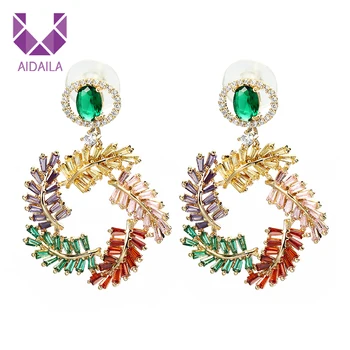 Women Dangle Earrings with Colorful AAA + Zirconia Zircon Earrings Green Red Gold Color for Wedding Earring with Stone New
Women Dangle Earrings with Colorful AAA + Zirconia Zircon Earrings Green Red Gold Color for Wedding Earring with Stone New