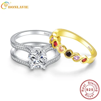 BONLAVIE 2PCS Infinity 18K Gold Plated 925 Sterling Silver Wedding Band Engagement Ring Set For Women Love Bague Anillos Mujer
BONLAVIE 2PCS Infinity 18K Gold Plated 925 Sterling Silver Wedding Band Engagement Ring Set For Women Love Bague Anillos Mujer