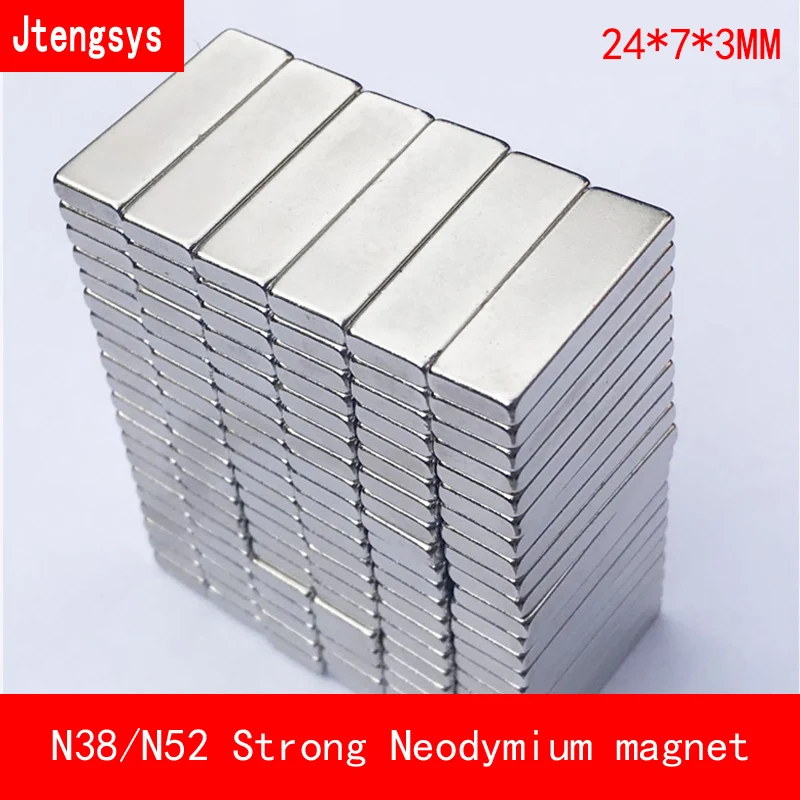 Jtengsys 12pcs/lot Super Strong Rare Earth strip 24x7x3mm Permanet Neodymium Magnet N52 N38 24*7*3MM surface plate nickel
Jtengsys 12pcs/lot Super Strong Rare Earth strip 24x7x3mm Permanet Neodymium Magnet N52 N38 24*7*3MM surface plate nickel