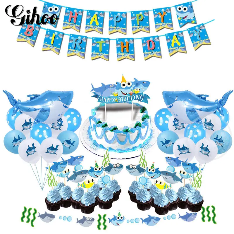 GIHOO 10pcs 10 12inch baby shark ballons happy birthday ocean theme party cake inserted card banner Pull flag decoration
GIHOO 10pcs 10 12inch baby shark ballons happy birthday ocean theme party cake inserted card banner Pull flag decoration