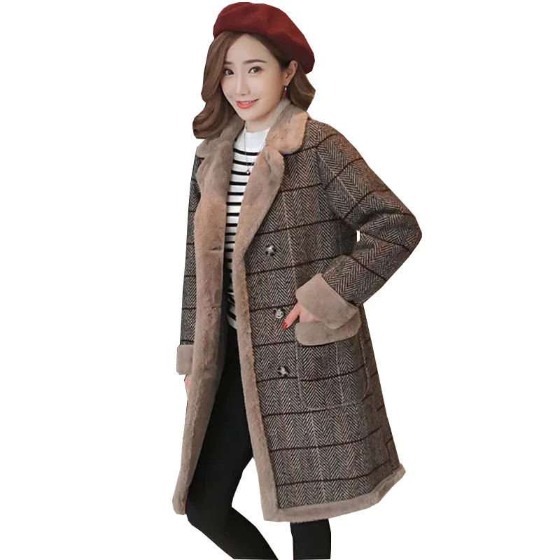 2019 Thick Cotton Women's Winter Faux Lambs Wool Coats Casual Fashion Flannel Woman Warm wool blends long Coats Female
2019 Thick Cotton Women's Winter Faux Lambs Wool Coats Casual Fashion Flannel Woman Warm wool blends long Coats Female
