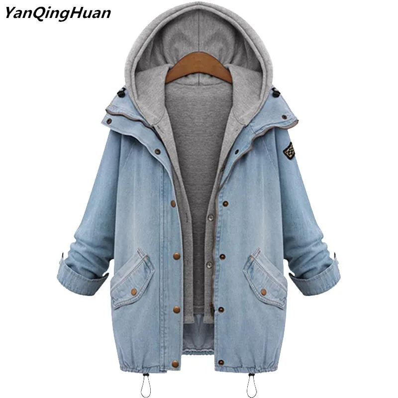 Yan Qing Huan 2018 Spring New Loose Thick Cowboy Jacket Women's Jacket Hooded Two Sets Of Ladies Jacket Casual Stitching Tops
Yan Qing Huan 2018 Spring New Loose Thick Cowboy Jacket Women's Jacket Hooded Two Sets Of Ladies Jacket Casual Stitching Tops