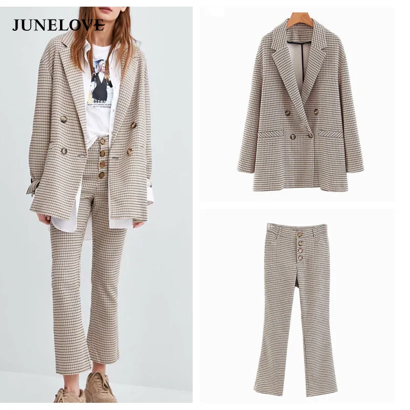 2019 New Work Fashion Pant Suits 2 Piece Set for Women Double Breasted Plaid Blazer Jacket & Trouser Office Lady Suit Feminino
2019 New Work Fashion Pant Suits 2 Piece Set for Women Double Breasted Plaid Blazer Jacket & Trouser Office Lady Suit Feminino