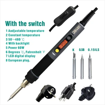 CXG C60W Digital Electric Soldering Iron LCD Adjustable Temperature NCT Digital Electric Soldering Station EU Plug With Swtich
CXG C60W Digital Electric Soldering Iron LCD Adjustable Temperature NCT Digital Electric Soldering Station EU Plug With Swtich