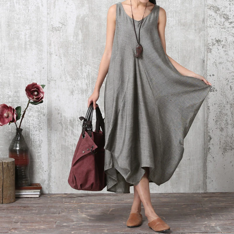 2019 ZANZEA Summer Women Vintage O Neck Sleeveless Party Beach Solid Baggy Dress Loose Casual Work Office Long Vestido Plus Size
2019 ZANZEA Summer Women Vintage O Neck Sleeveless Party Beach Solid Baggy Dress Loose Casual Work Office Long Vestido Plus Size
