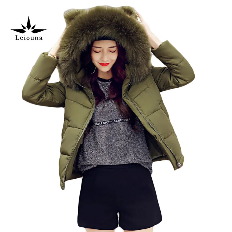 Leiouna Girl Bomber Winter Warm Short Coat Female Cotton Ear Large Fur Hooded Thick Padded Anorak Jacket Outwear Parkas
Leiouna Girl Bomber Winter Warm Short Coat Female Cotton Ear Large Fur Hooded Thick Padded Anorak Jacket Outwear Parkas