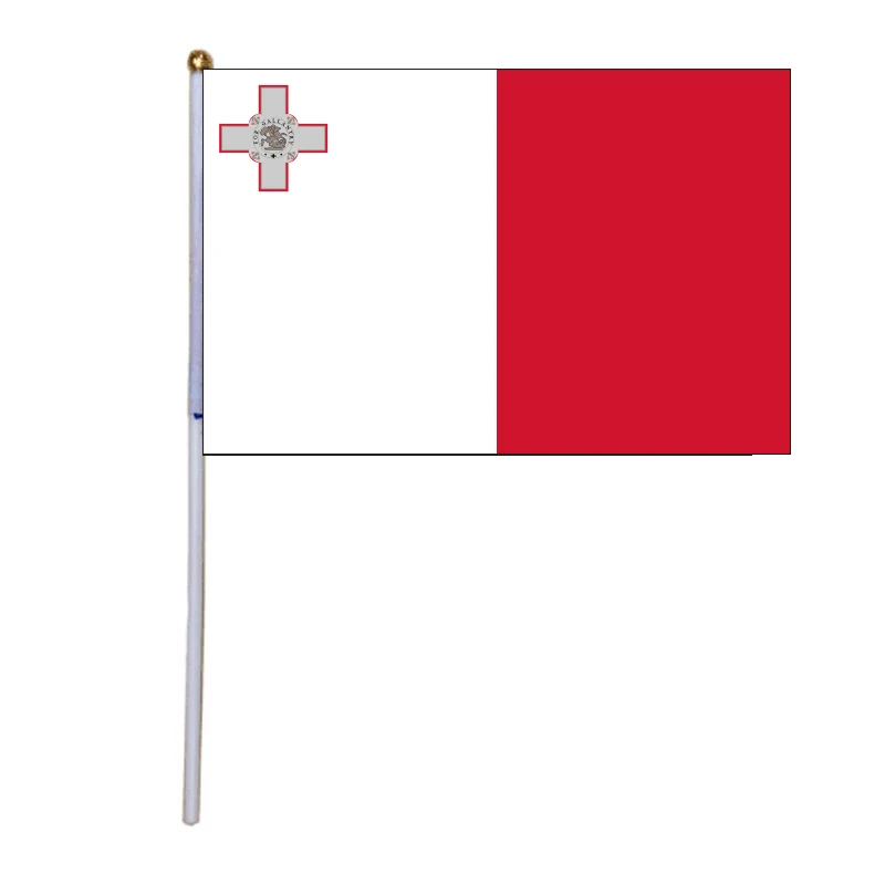 

free shipping xvggdg 100pcs 14 * 21cm malta hand flag Promotion Wholesale Small malta Hand Waving National Flag
