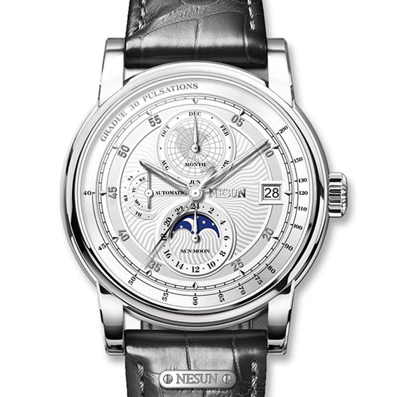 

Switzerland NESUN Luxury Brand Seagull ST16 Automatic Mechanical Men's Watches Sapphire Moon Phase 50M Waterproof Clock N9022-1