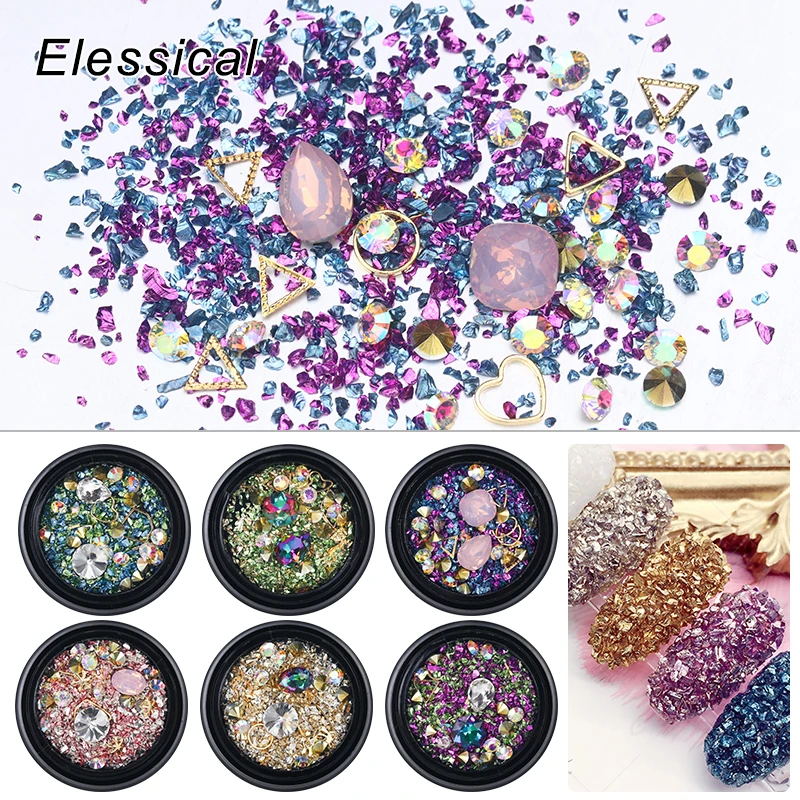ELESSICAL Mix Design Rhinestone Rivet Nail Art Colorful Broken Glass Nail Decoration Supplie Manicure Nail Decor Accessories
ELESSICAL Mix Design Rhinestone Rivet Nail Art Colorful Broken Glass Nail Decoration Supplie Manicure Nail Decor Accessories