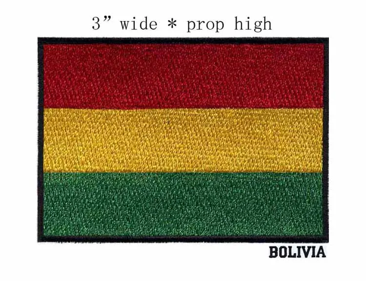 Bolivia 3" wide embroidery flag patch patches for red yellow and green colors with black outline/candy colors
Bolivia 3" wide embroidery flag patch patches for red yellow and green colors with black outline/candy colors