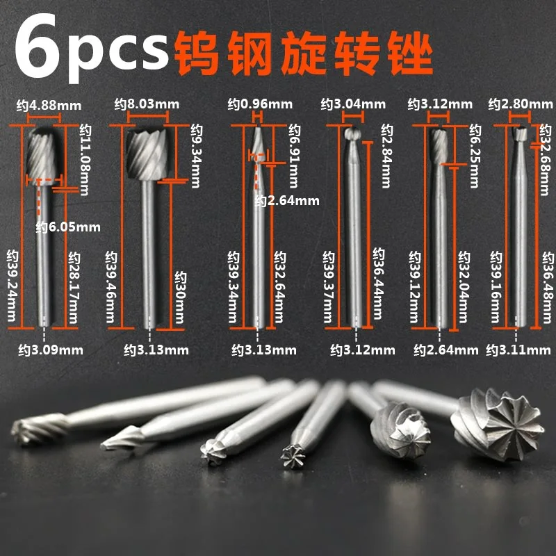 High quality 6pcs coarse Speed Steel Carbide Rotary Burr woodworking tool DIY Root Grinding head Engraving Milling Cutte
High quality 6pcs coarse Speed Steel Carbide Rotary Burr woodworking tool DIY Root Grinding head Engraving Milling Cutte