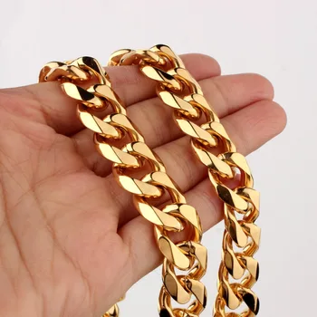 7"-40" Choose Handmade Shiny 15MM 316L Stainless Steel Gold Link Chain Men's Necklace or Bracelet Bangle Cool Jewelry 
7"-40" Choose Handmade Shiny 15MM 316L Stainless Steel Gold Link Chain Men's Necklace or Bracelet Bangle Cool Jewelry